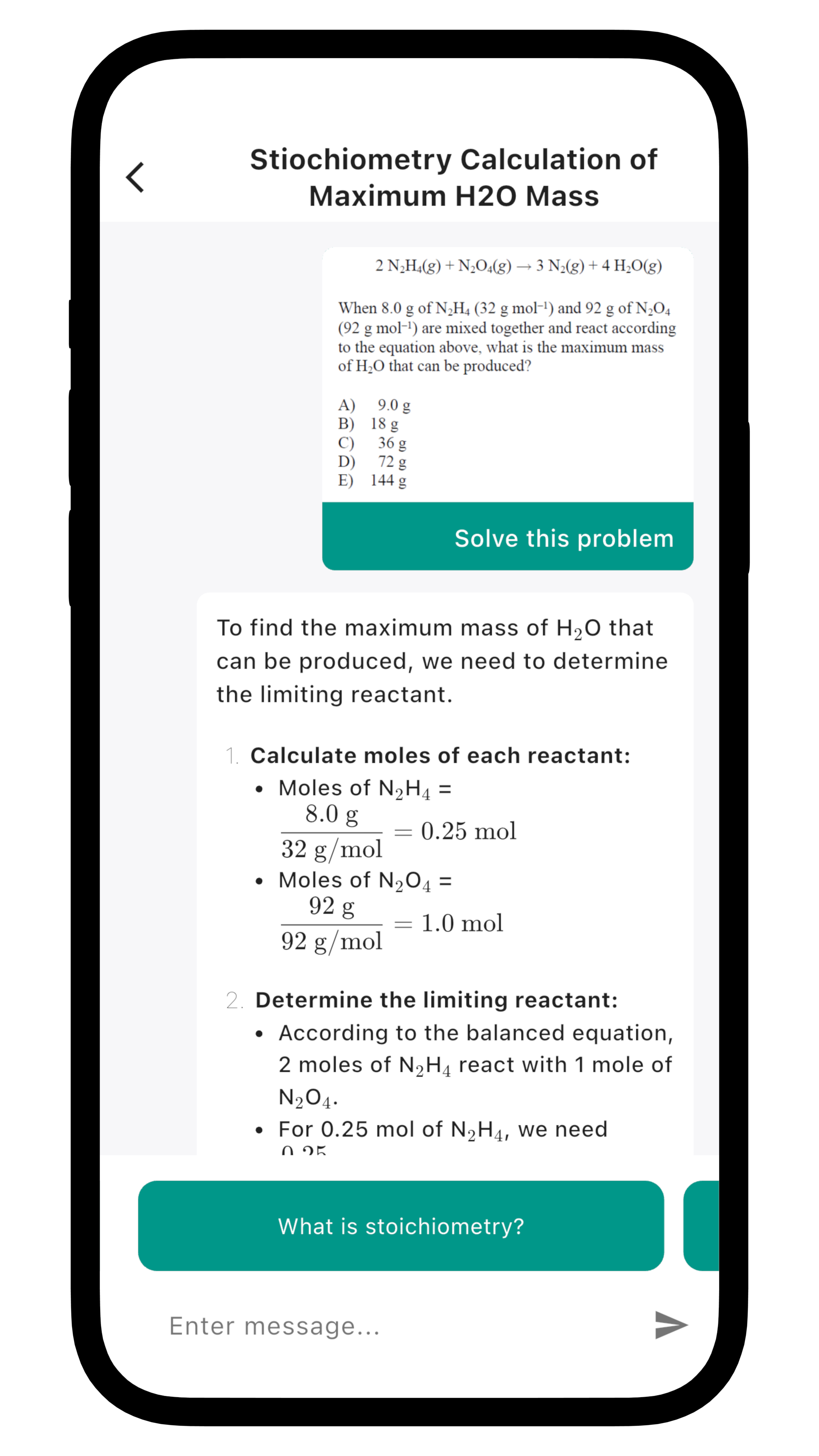 Using AI chemistry solver for step-by-step solutions